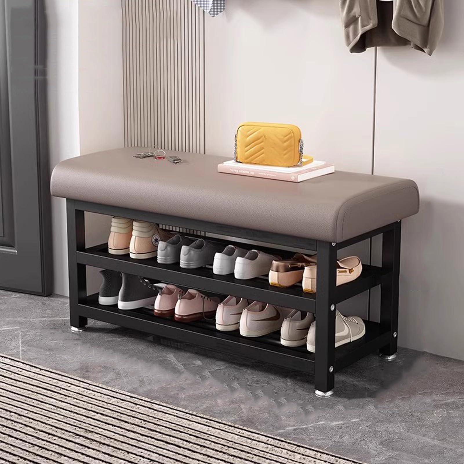 Banquette rangement de chaussures pour chambre et salon au design épuré
