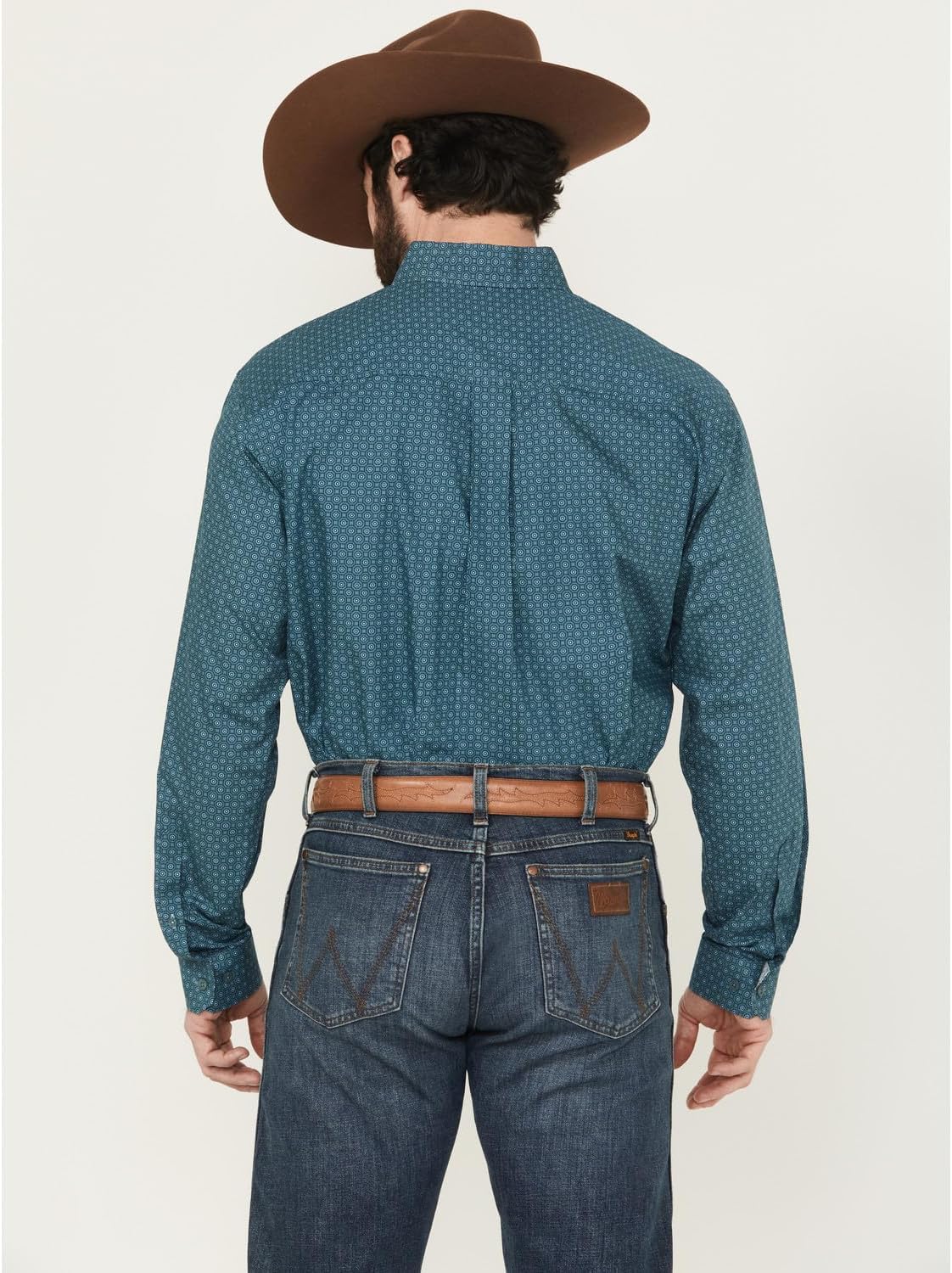 Cinch Mens Green Print Classic Fit Long Sleeve Button Down Shirt