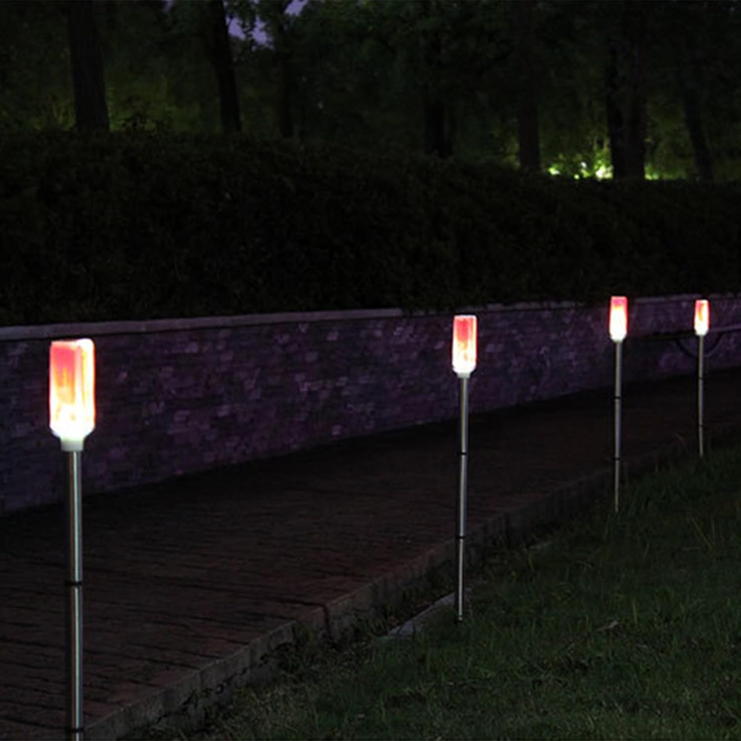 5Pcs Solar Driveway Markers - 30 Inch Sensitive Steady/Flash Mode Rainproof Snow Reflectors for Landscape, Garden, Yard, Lawn Warning