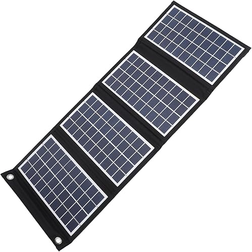 Panel solar portátil, cargador de panel solar plegable de 30 W 5 V con salidas USB duales, panel solar a prueba de agua de 4 pliegues con 2 ganchos,
