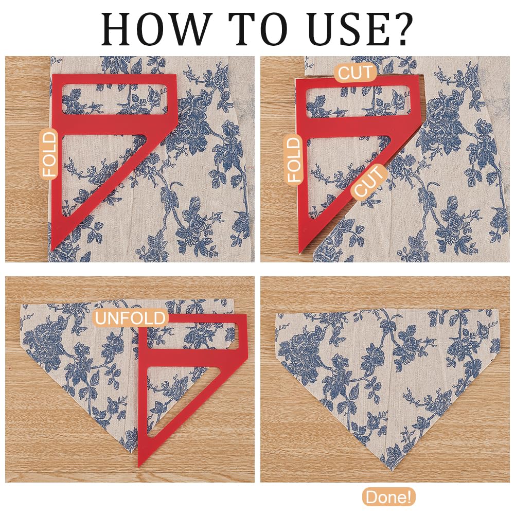 OLYCRAFT 4Pcs 4 Sizes Dog Bandana Sewing Template Set 12/14/16/19cm Long Reversible Trapezoid Template Quilting Acrylic Quilting Template Stencil for Dogs Cats Pets Bib Bandana Headscarf Making - Image 4