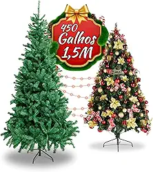 Árvore De Natal Pinheiro Grande Luxo Cheia Premium 1.50m 450 Galhos Verde Tradicional