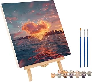 Heart Paint by Numbers Kit for Adults Landscape Paint by Numbers on Canvas, DIY Arts and Crafts for Adults with Painting Acrylic and Brushes, Room Decor, Birthady Gifts for Women 20x26in O-2008