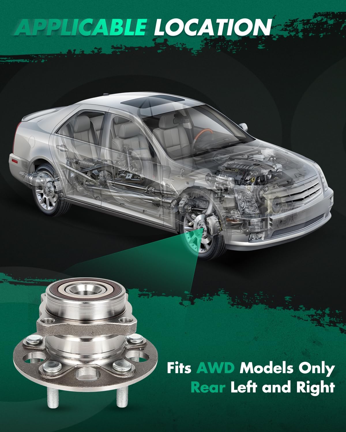 SCITOO 1 x Rear Wheel Bearing and Hub Assembly 2017 2018 2019 2020 2021 2022 For Honda CR-V,AWD 5-Lug 1.5L 2.0L 2.4L 512632