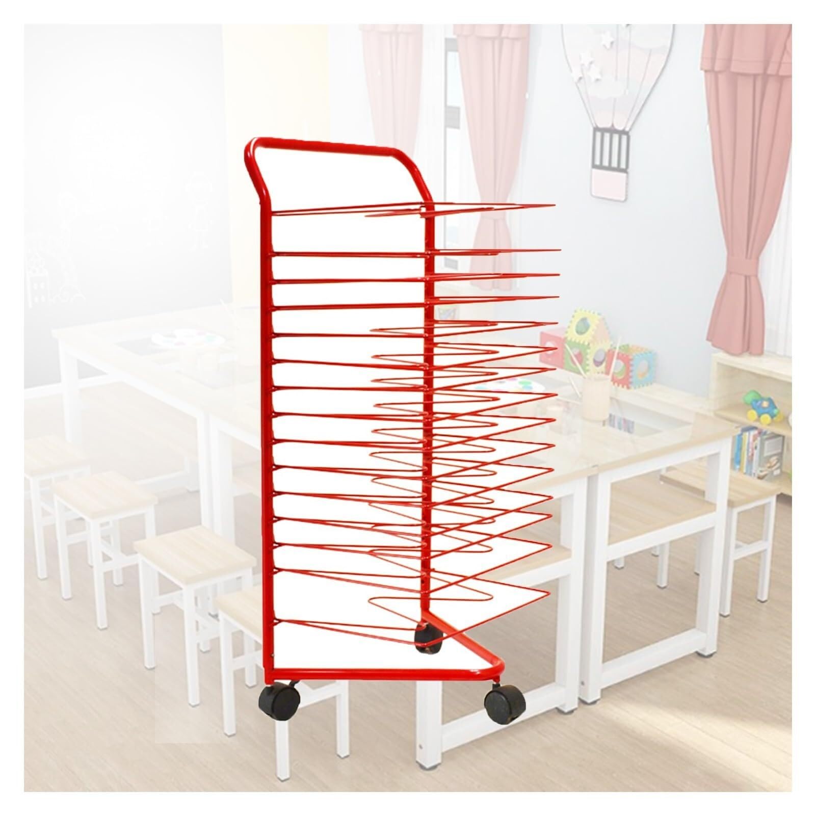Aioneer Portable Art Drying Rack With 16 Shelves, Space-Saving Artwork Storage With Wheels, Ideal For Schools, Classrooms, And Art Studios