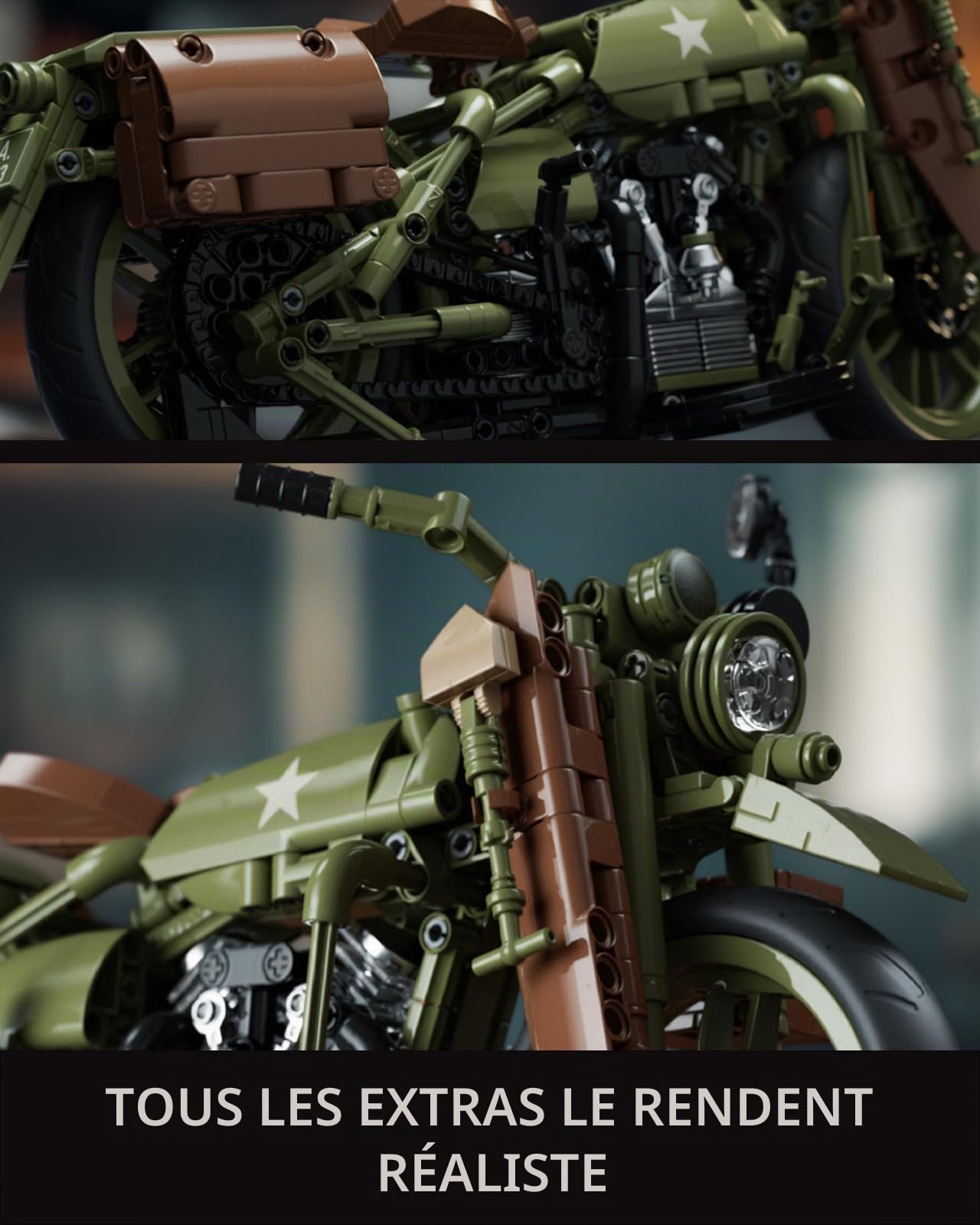Nifeliz Militaire WLA Moto Sets De Construction, Moto Maquette pour Construction et Exposition pour Adultes, Dekoration & Geschenk (833 Pièces, NF10333)