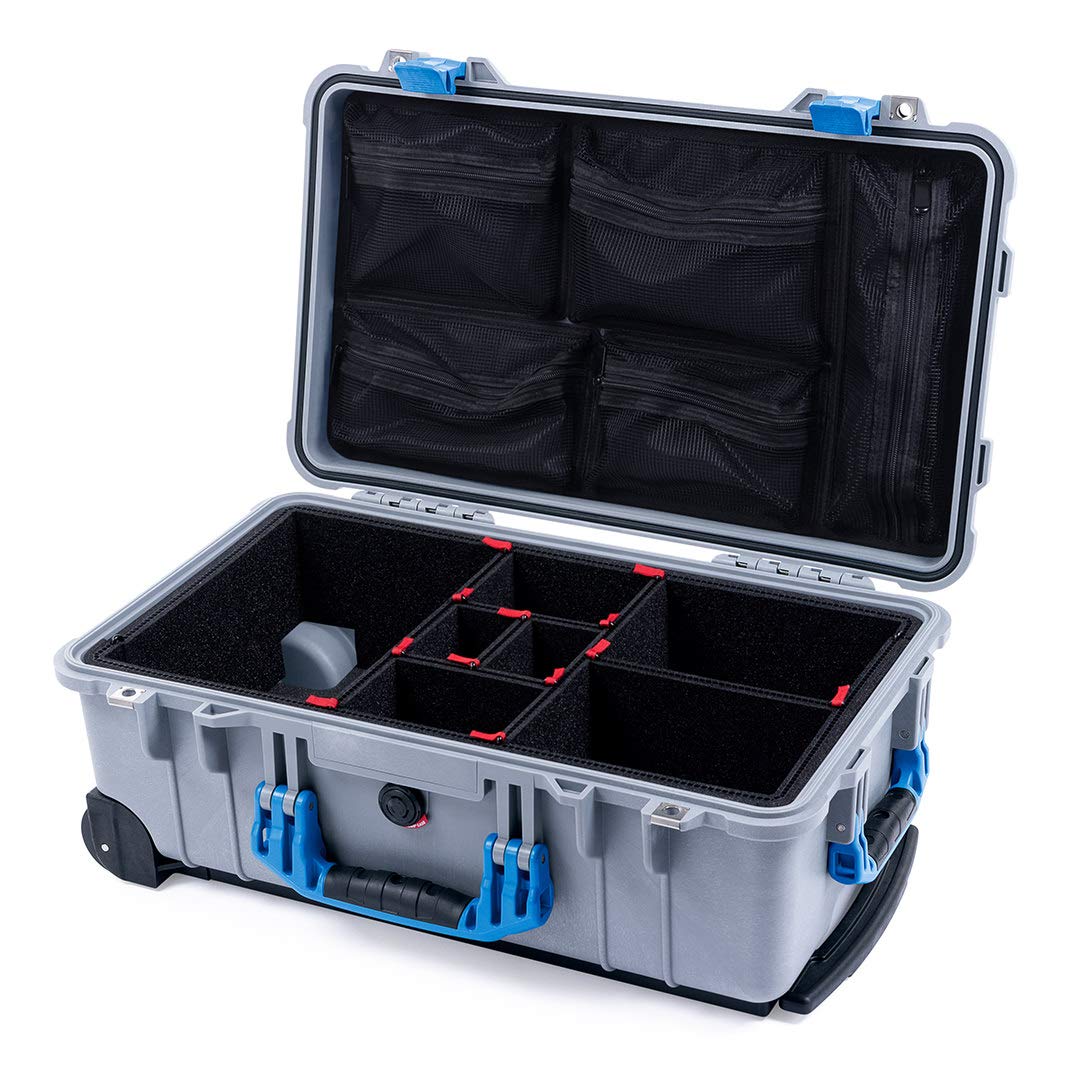 Pelican Color Case Silver & Blue Pelican 1510 case with TrekPak dividers & mesh lid Organizer.