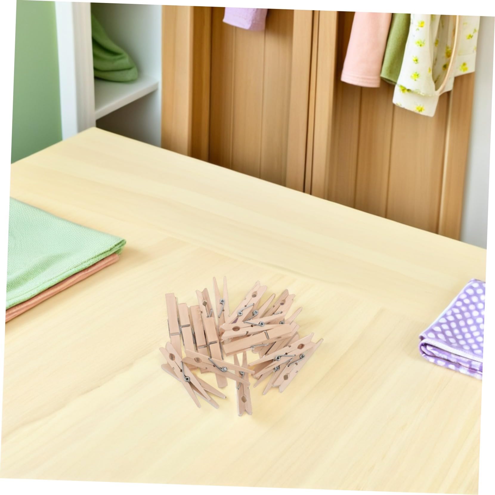 SOLUSTRE 150 Piezas Unidades Pinzas de Madera Mini para Ropa Resistentes al Viento Clips Versátiles para Colgar Calcetines Fotos y Prendas Delicadas Multiusos para Lavandería y Manualidades