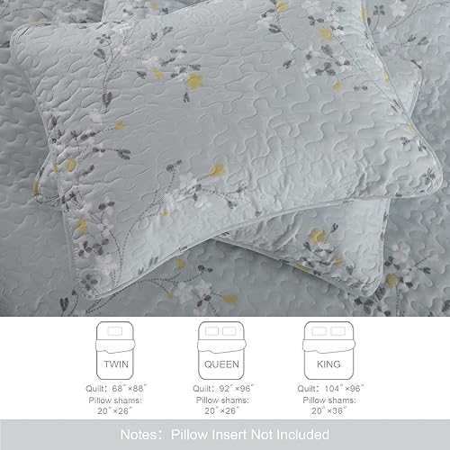 Miniatura 6 de Exclusivo mezcla - juego de edredón para todas las estaciones de microfibra, tamaño king, 3 piezas patrón de flores, juego de colcha y ropa de cama