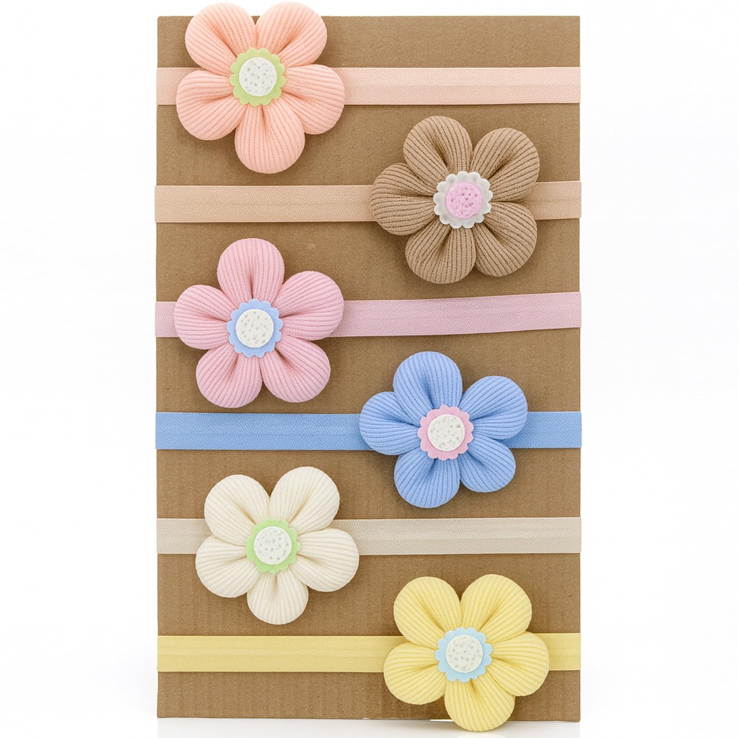 SYGA 6 Pcs Baby Headband Set for Girls–Soft Elastic Hair Bands with Simple Fabric Flower Design, Newborn Infant Toddler Hair Accessories for 0-3 Year (Design-3)-image-11