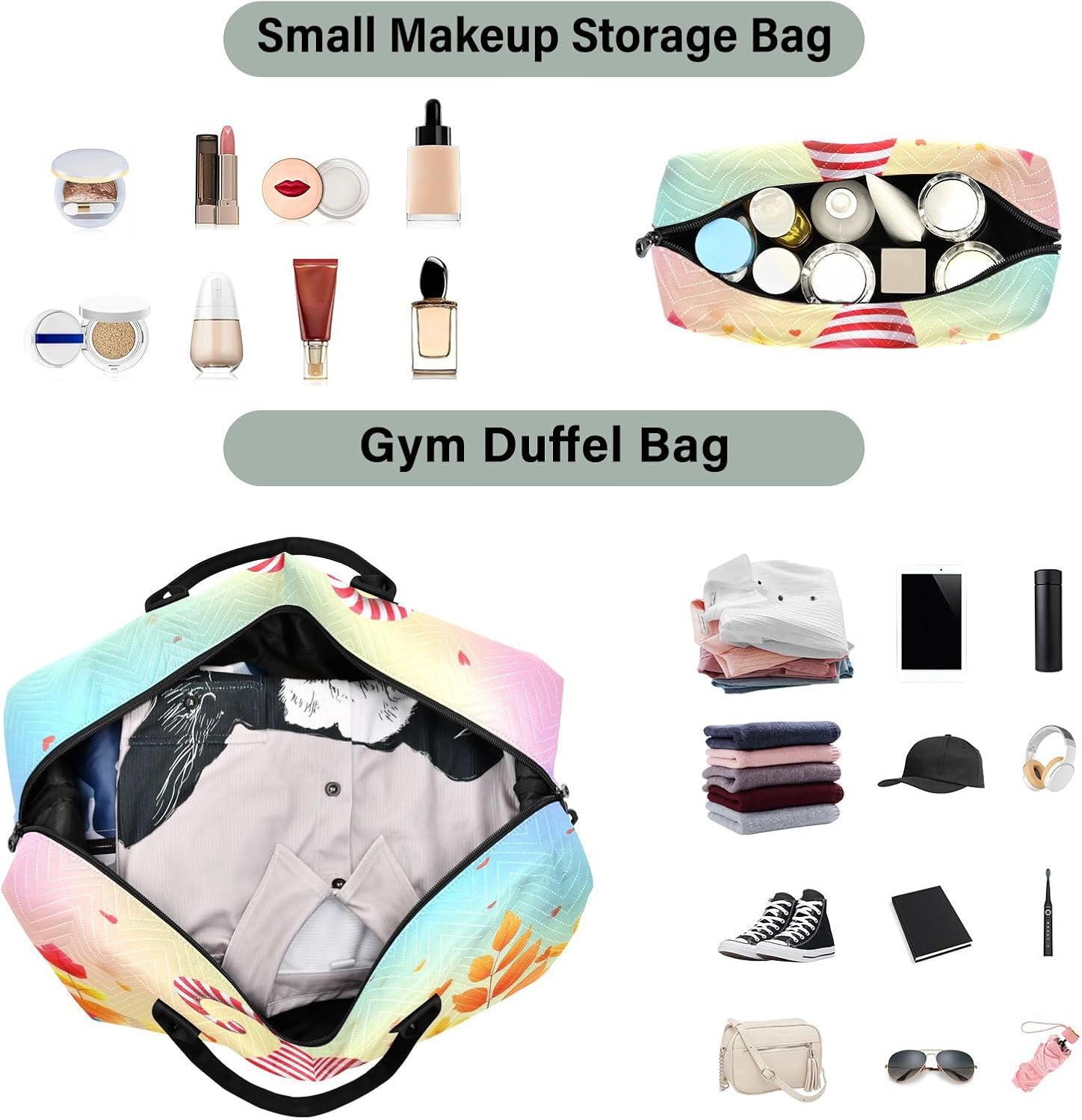 CEBUGI Magic Gnome Quilted Duffle Bag for Women Large Carry On Travel Weekend Bag Hospital Bags for Labor and Delivery