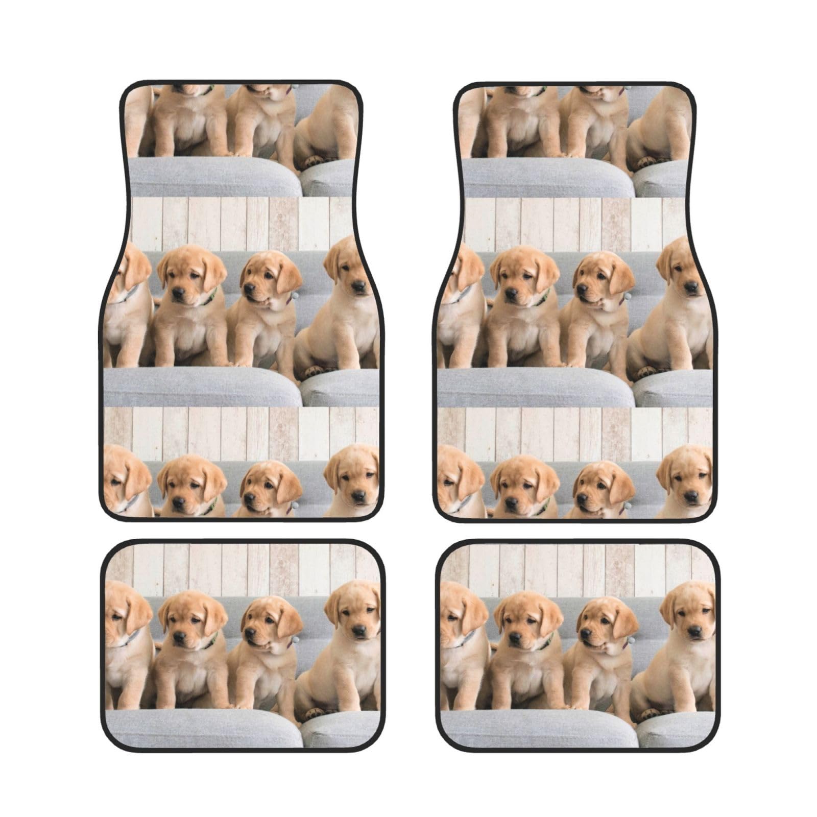 Golden Retriever Welpen Labrador Hunde, 4er-Set Auto-Fußmatten, Neopren-Fußmatten für Fahrzeuge, rutschfeste Auto-Fußmatten, Autozubehör