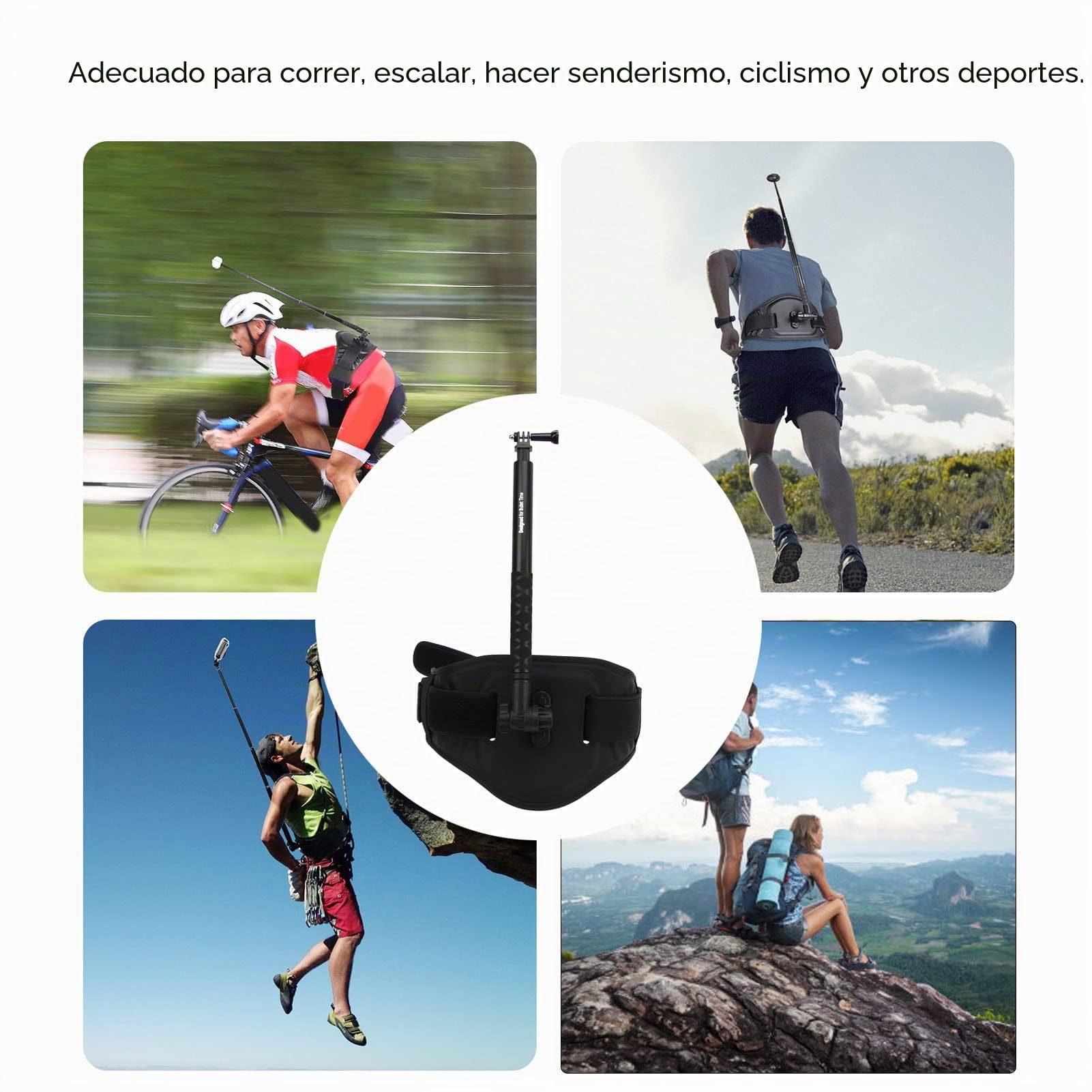 Soporte de Cinturón para Cámara con Barra Trasera y Palos Selfie para Exteriores