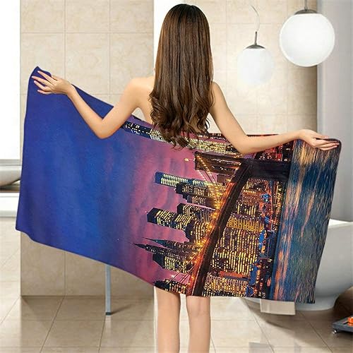 Miniatura 2 de Moslion Comfy Bath Towels New York NYC on Manhattan East River - Toalla suave de bañoplayacamping para mujeres, hombres, niñas, niños, tamaño