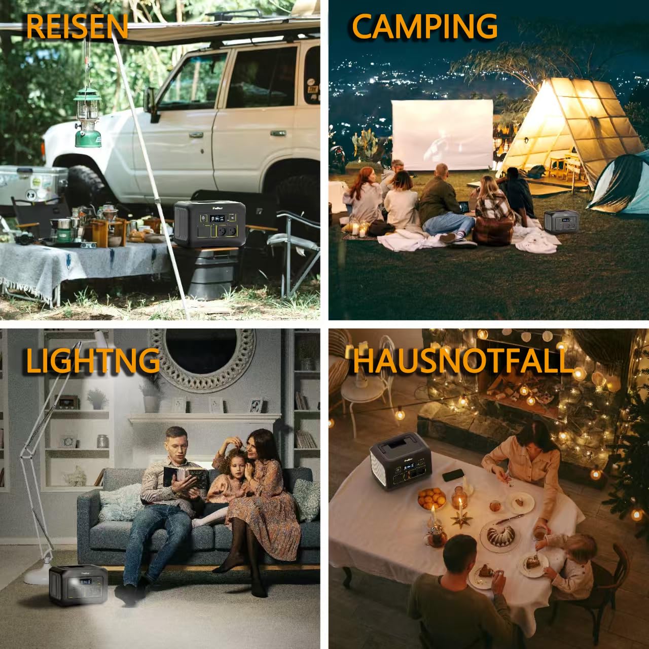 Station d'alimentation portable 600 W, 538 Wh, générateur solaire avec batterie LiFePO4, puissance de crête 1200 W, entrée/sortie d'alimentation USB-PD-100 W, batterie externe solaire avec 2 sorties