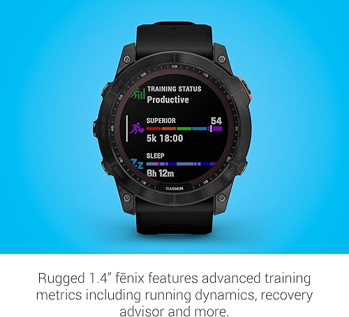 Vista 28 de Garmin Fenix 7X - Reloj inteligente de aventura solar de mayor tamaño, con capacidad de carga solar, reloj táctil para exteriores con GPS, titanio