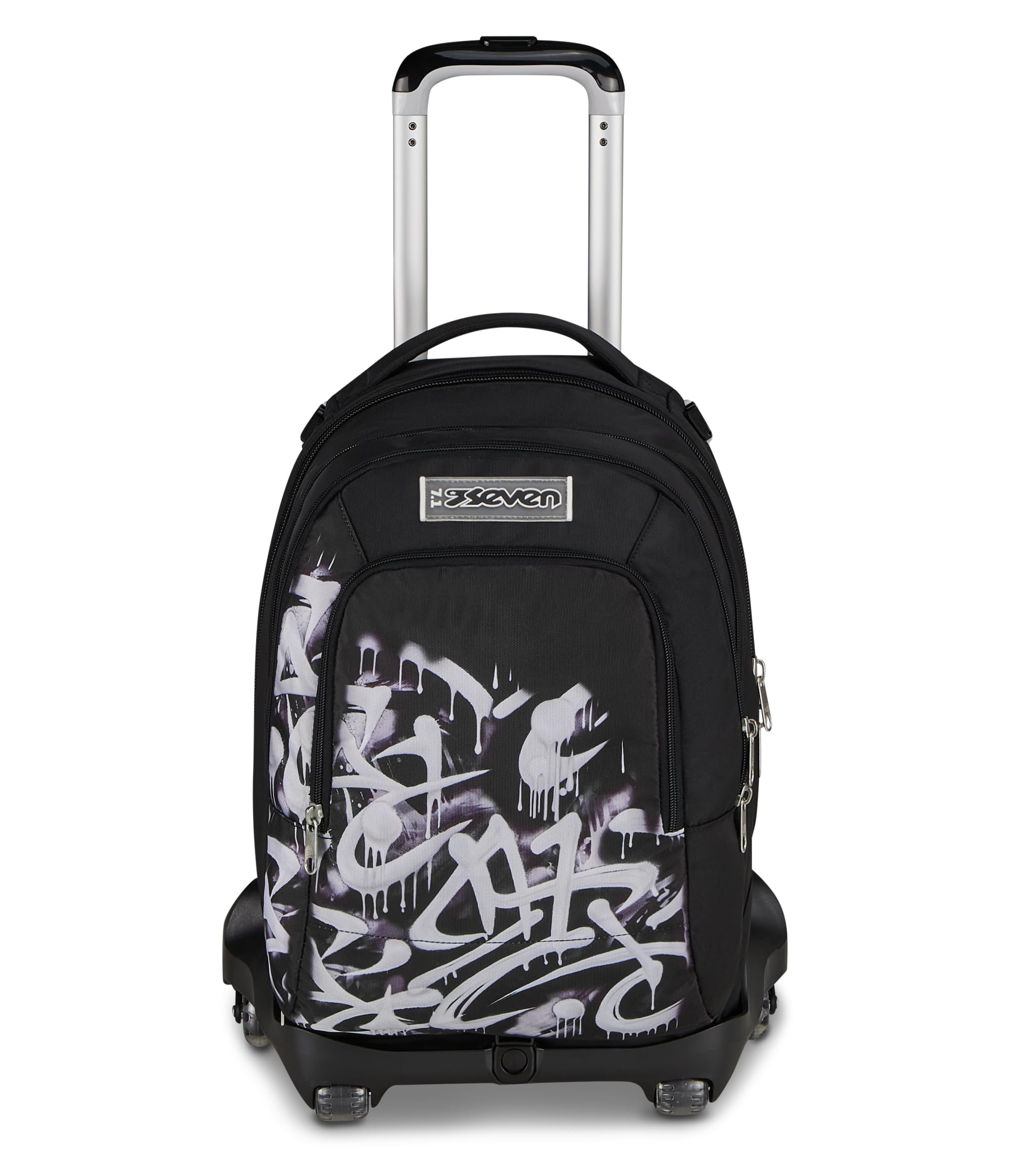 Seven Trolley Scuola Jack 8 Ruote Detach PLUMPY LINE BOY, Nero, 43 L, Scomponibile, Zainetto staccabile, 4 in 1, Cross-over System, Tasche multifunzione, Scuola elementare e media, Bambini, Ragazzi