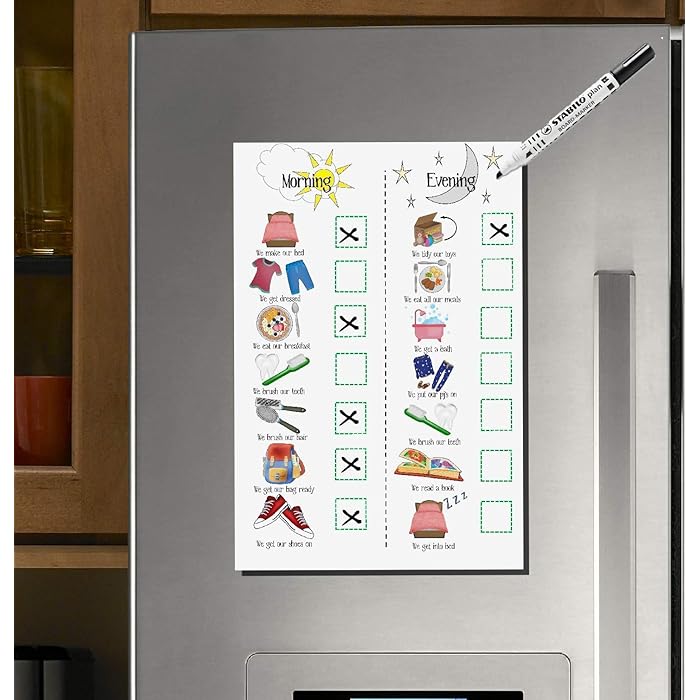 Buy Kids Daily Routine, Pen board, Magnet, Morning and Evening Routine ...