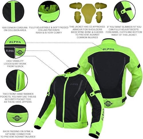 Miniatura 2 de Chaqueta de motorista de malla de alta visibilidad para hombre, para ciclismo, carreras, deportes duales, protección blindada.