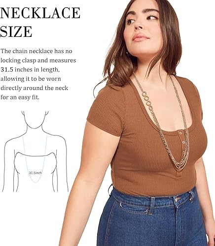 Miniatura 6 de Noessla Collares largos en capas para mujer, collar con cuentas de cristal, cadena de plata con caja de regalo, joyería