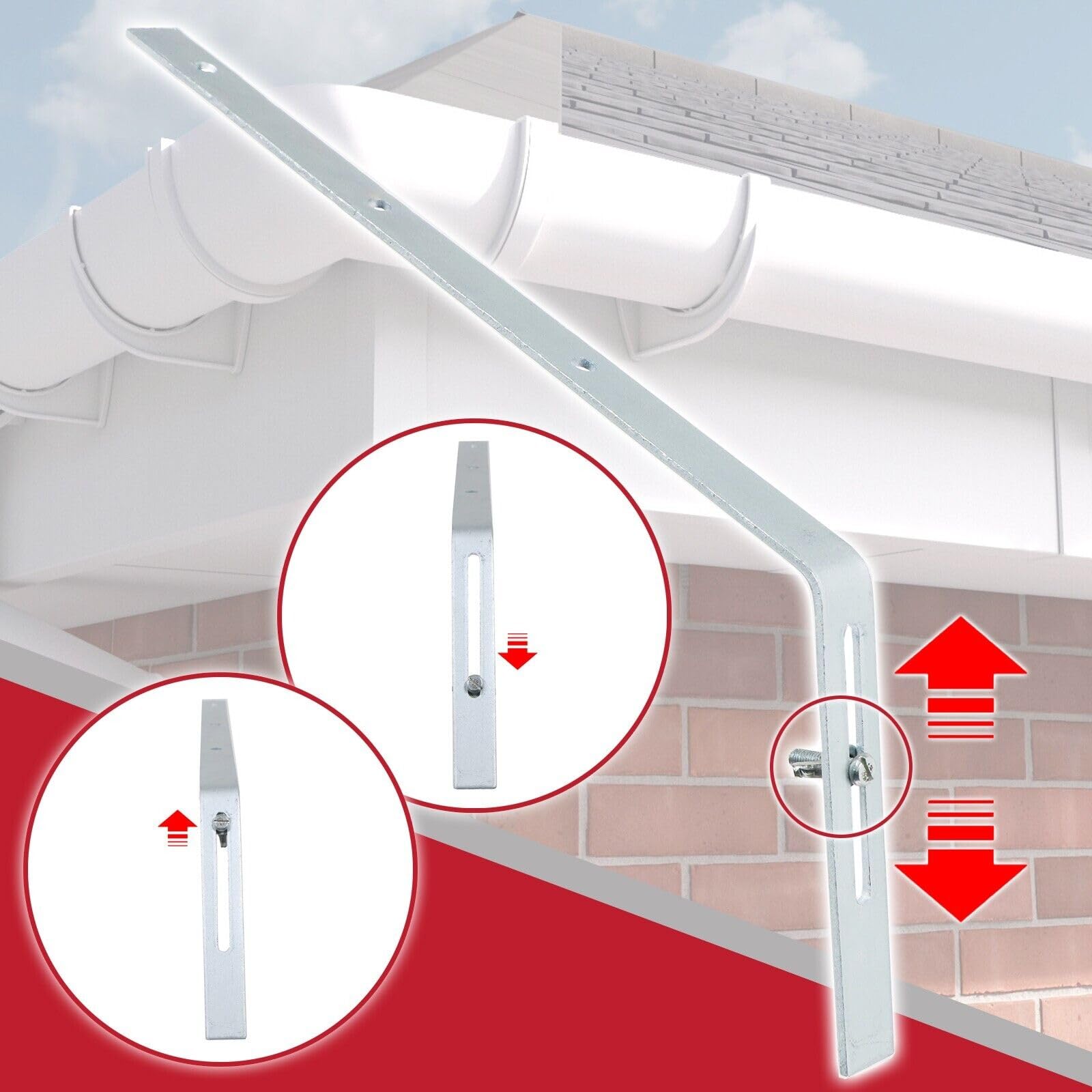SPARES2GO Staffa Laterale Per Grondaia, Universale, In Acciaio Zincato, Supporto Di Fissaggio (300 Mm - Foto 3