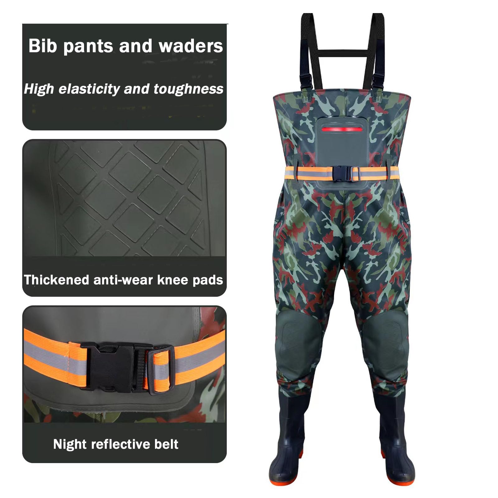 ENEN Waders Peche Homme Femme 36-46, Cuissarde de Peche Grande Taille, Nylon Composite PVC Pantalon de Bassin avec Bottes en Caoutchouc Antidérapant