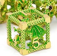 Vista 17 de D&D Dice, Dungeons and Dragons Dice HNCCESG Juego de dados de metal poliédricos huecos para juegos de mesa RPG MTG (Dragon Silver Blood Spot)