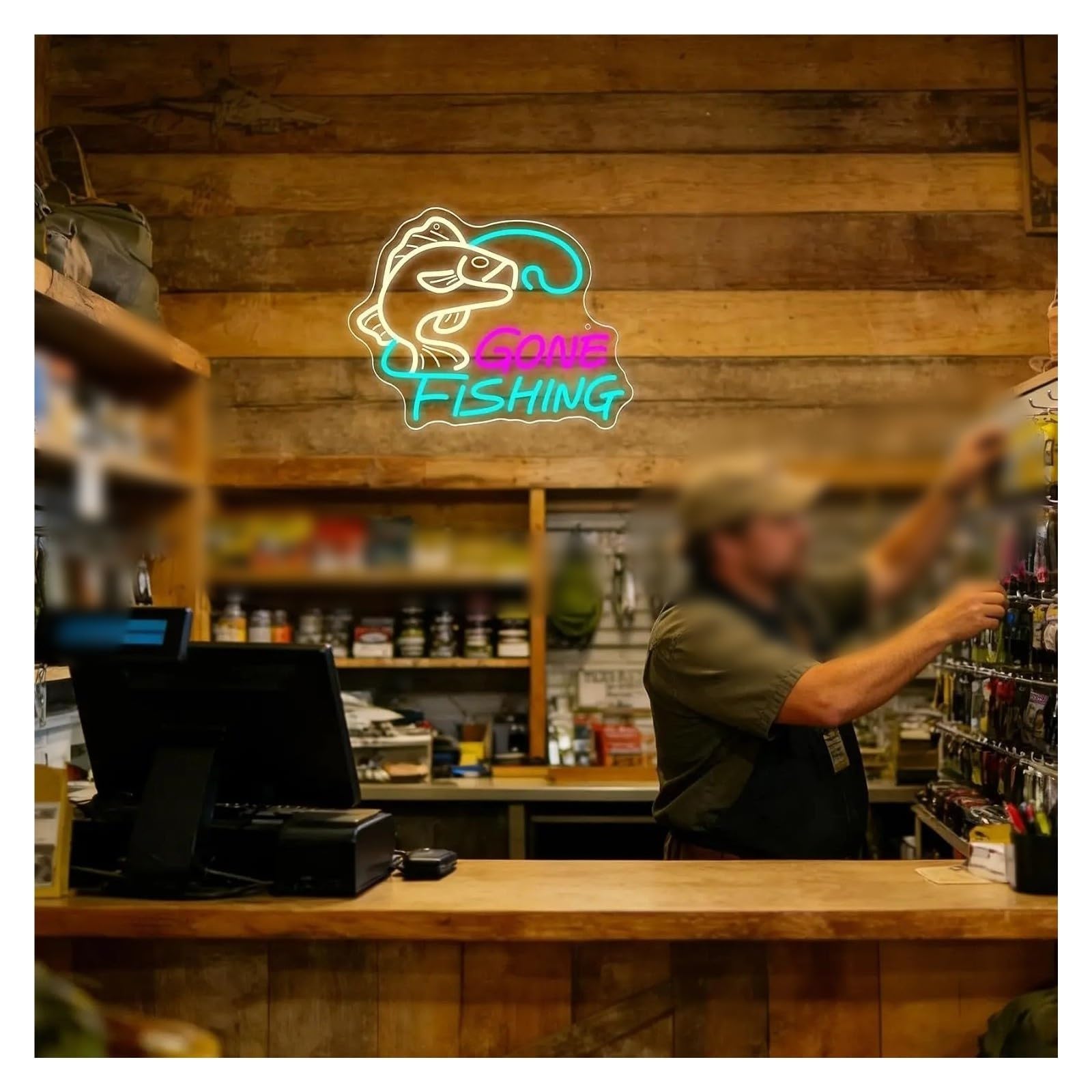 Decoración Lámparas Letrero De Neón LED Pesca Ido