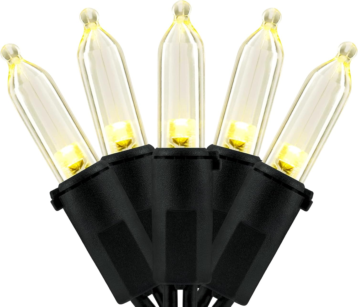 YULETIME Warm White LED Christmas Lights with Black Wire, 66 Feet 200 Count UL Certified