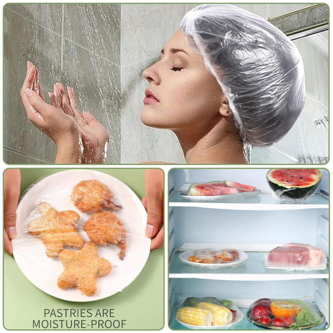 300 Pezzi Cuffie per Alimenti Cucina, Copri Alimenti Elastici in PE Trasparente per Frutta e Avanzi, Antipolvere per Picnic e Lievitazione Pane. - 5