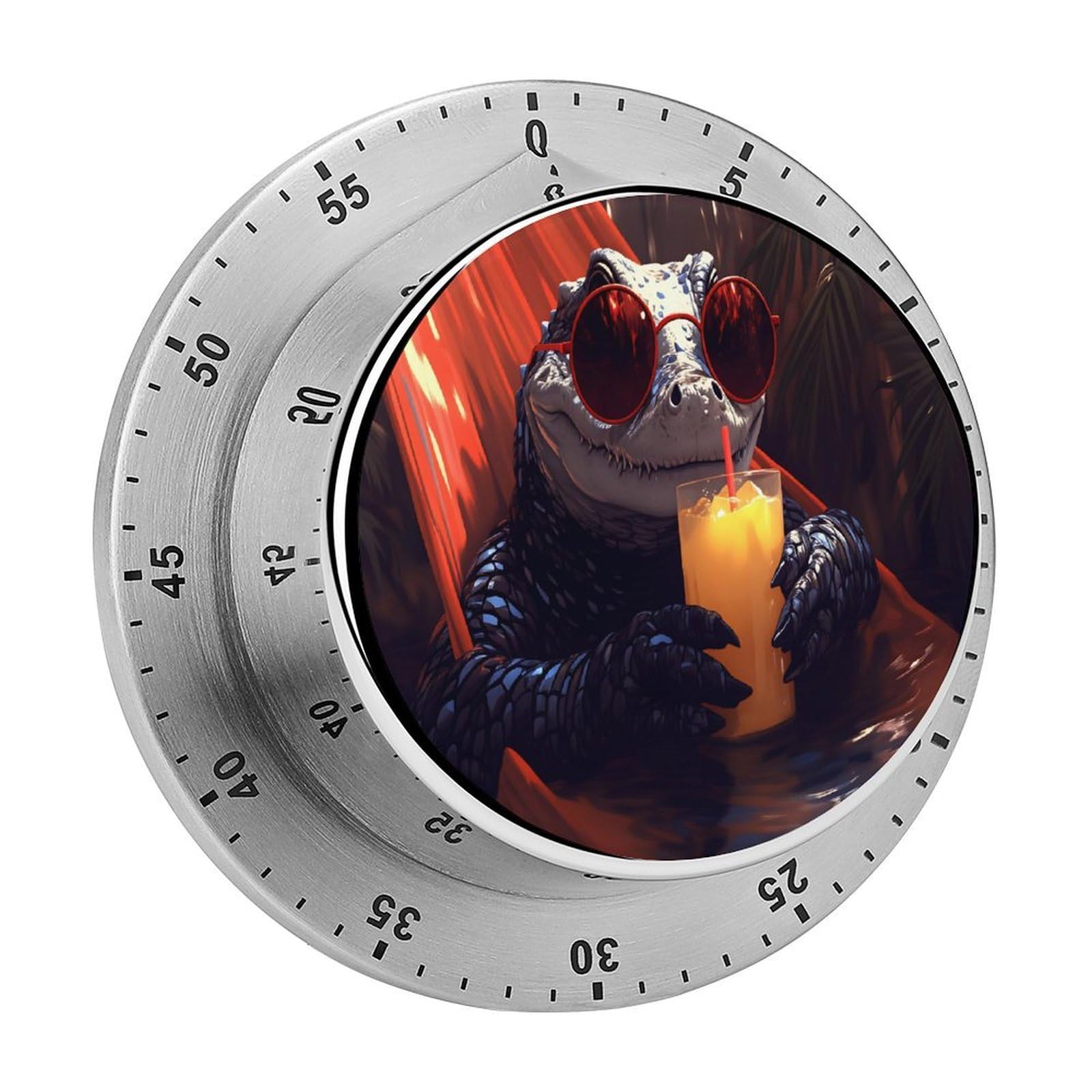 Cool Alligator Sunglasses Drink 60 Minute Wind Up Timer,Visual Mechanical Magnetic Timer with Loud Alarm for Kitchen