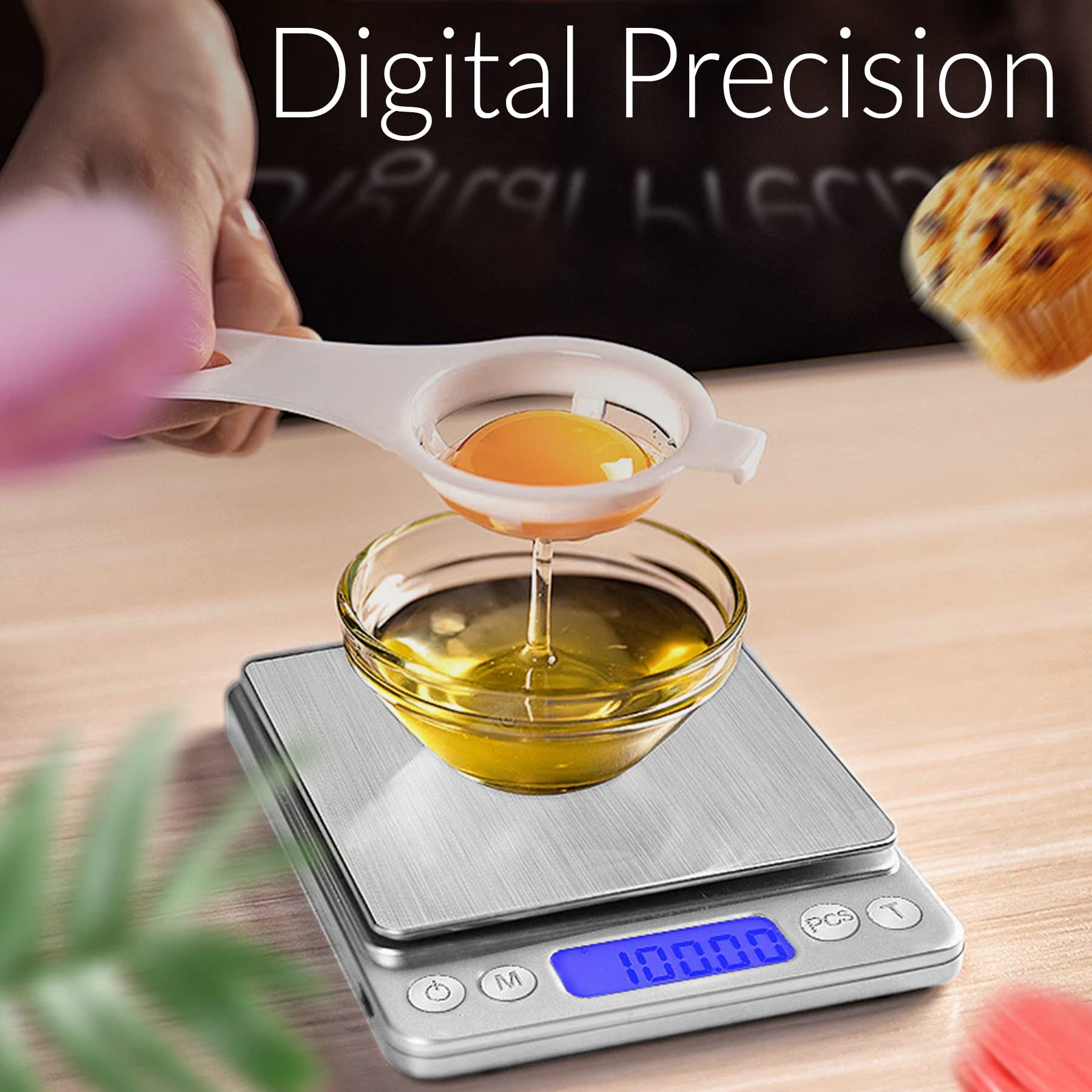 Retoo digitale zakweegschaal met tarrafunctie en lcd-display, fijne weegschaal, goudweegschaal, digitale weegschaal, muntweegschaal voor tabletten, voedselweegschaal, mini-weegschaal, keuken