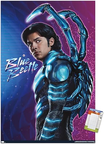 Trends International DC Comics Movie Blue Beetle - Póster de pared de Jaime Reyes, 34 pulgadas de largo x 22.4 W, paquete de póster y montaje prémium