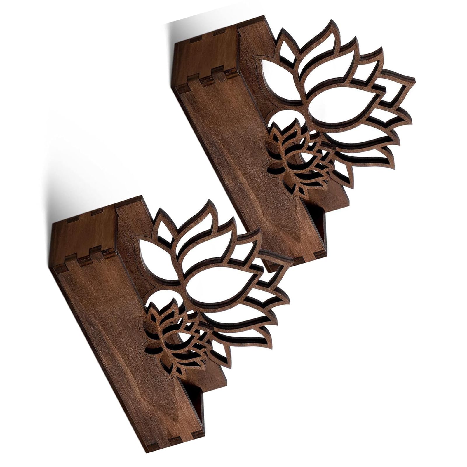 Piceioep Desktop Business Card Organiser Flower Carved Wooden Card Storage Box for Desk Organization 5.1x4.1x1.5Inch Business Storage Box for Desk