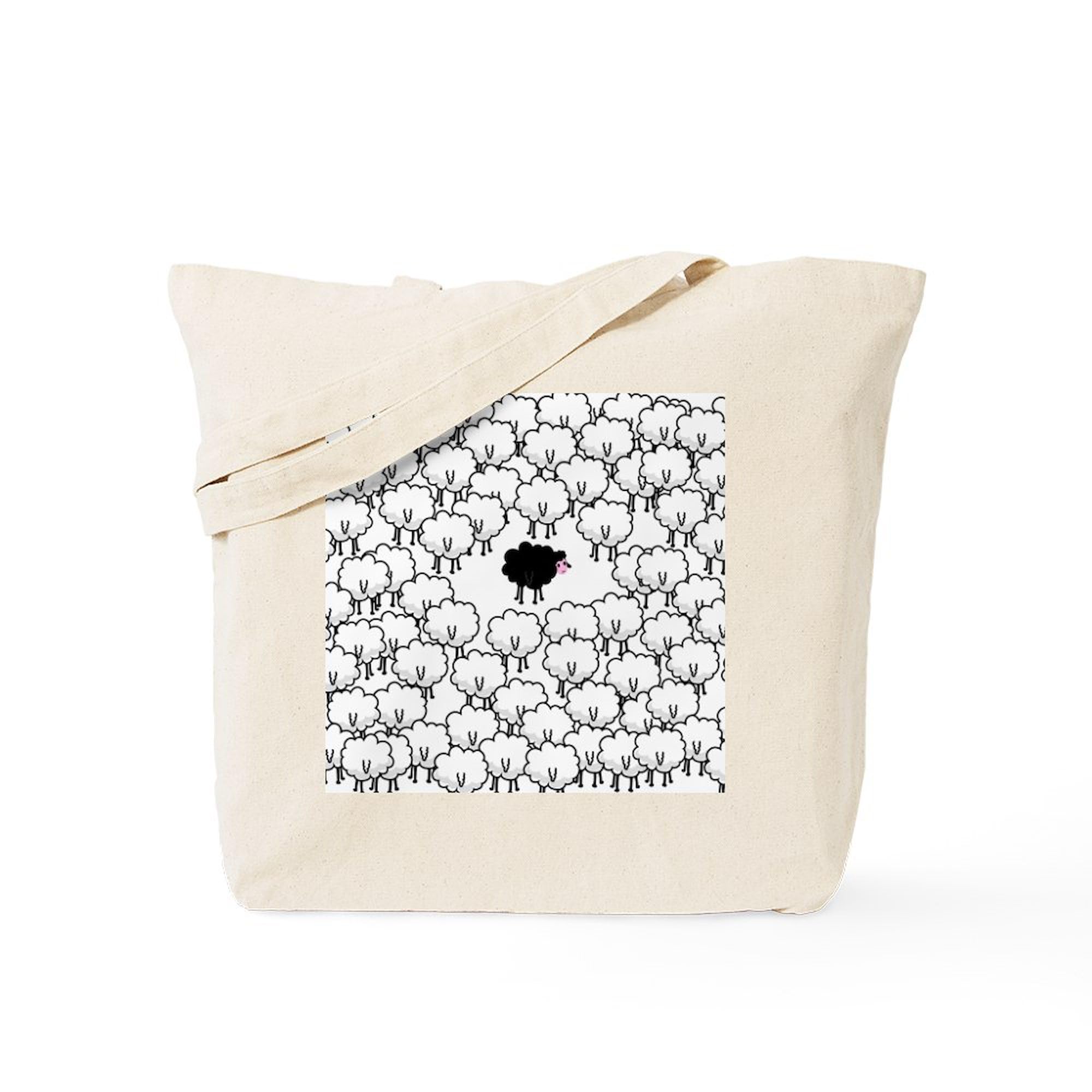 CafePress Black Sheep Tote Bag Reusable Natural Beige Canvas Shopping Bag