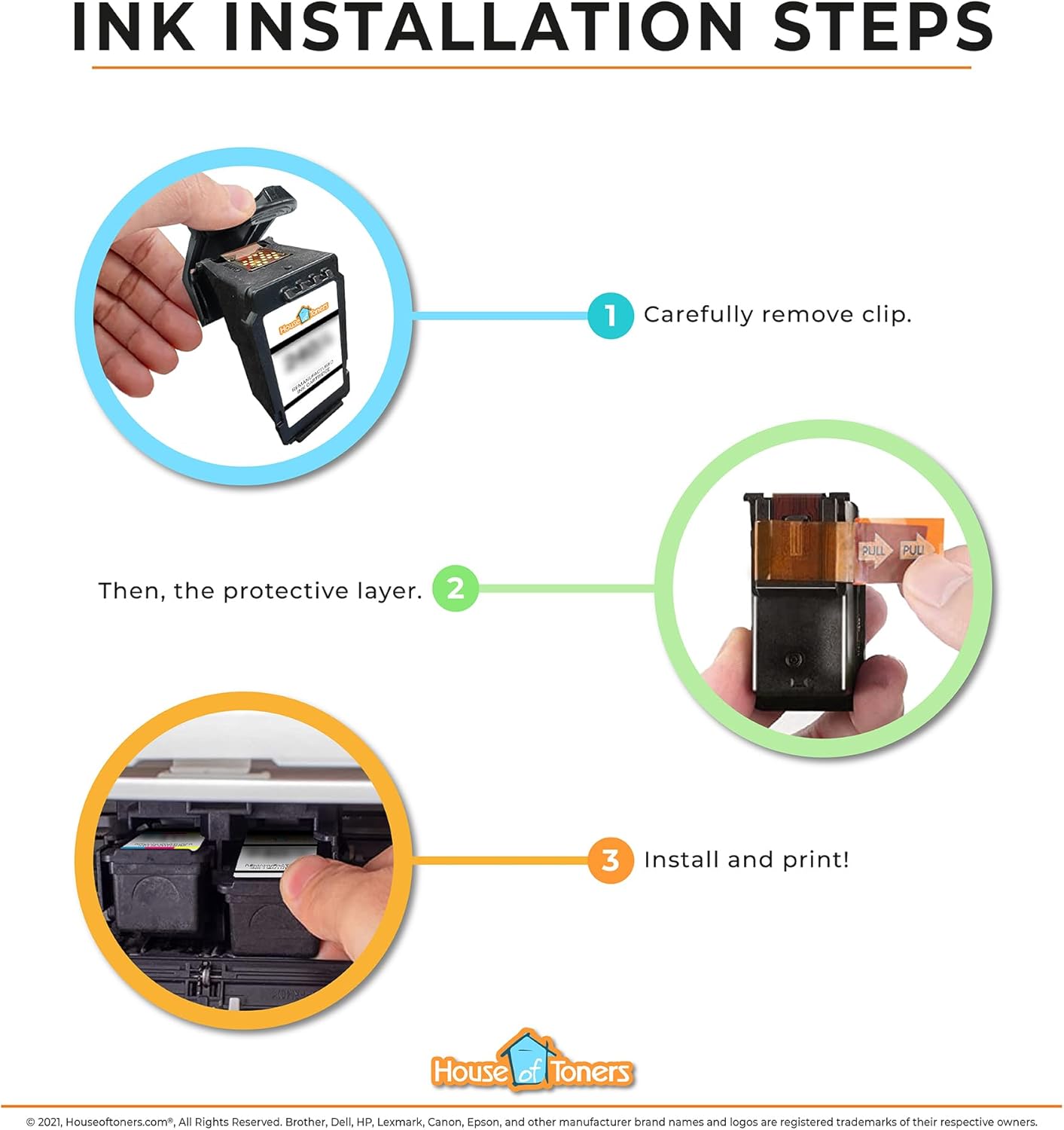 Houseoftoners Remanufactured Replacement for Canon PG-240XL Black and CL-241XL Color Ink Cartridges Pixma iP2700 iP2702 MP240 MP250 MP270 MP280-4-Pack (2 Black, 2 Color)