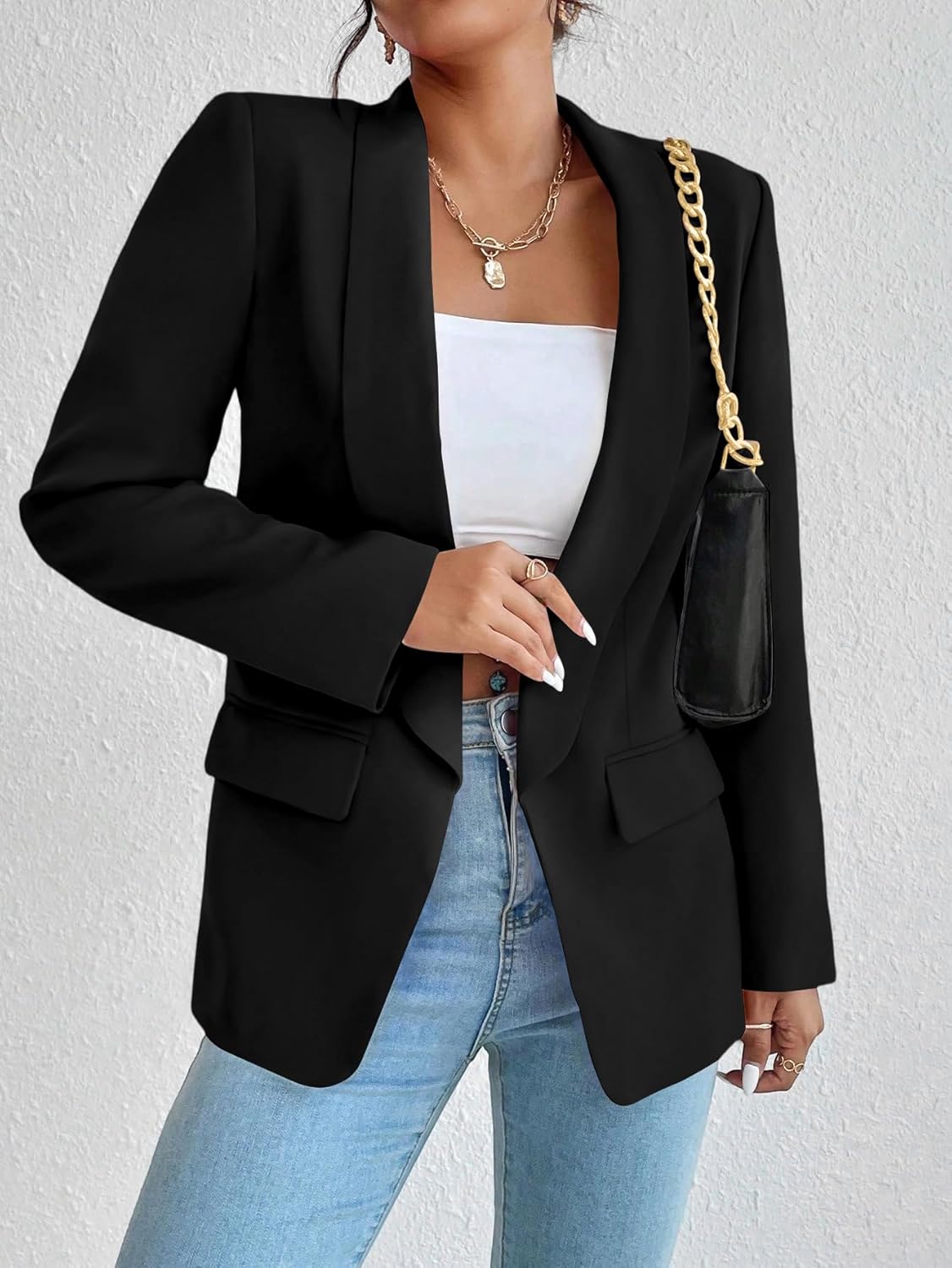 Women Blazer Suit Jacket Notched Collar Casual Work Office Blazers - Image 6