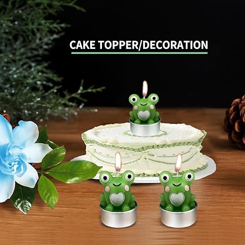 Miniatura 5 de Velas de té de ranas, velas de animales de rana LONCESS para decoración de pasteles, decoración del hogar, fiesta de cumpleaños, fiesta de