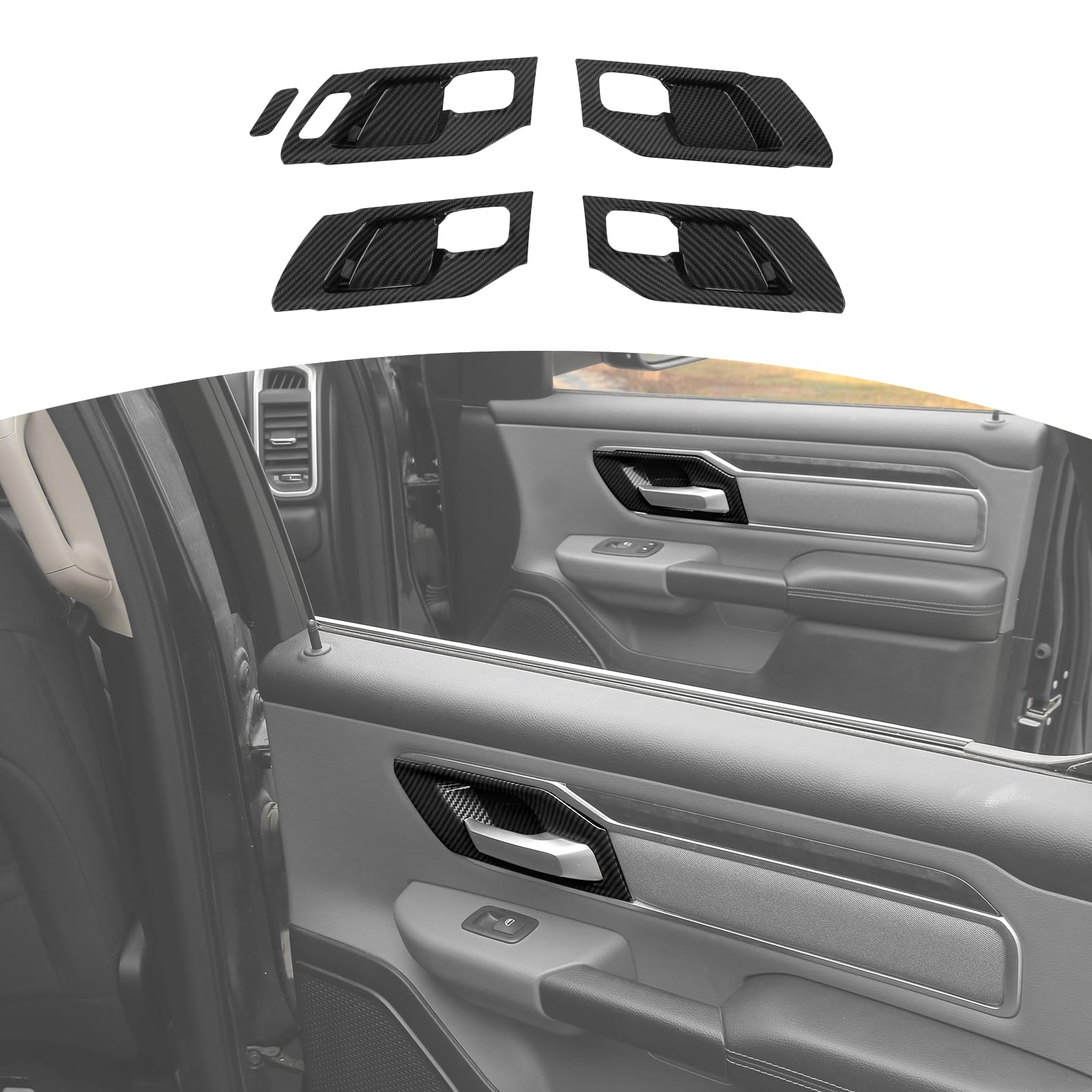 Photo 1 of JOSHELA RAM TRX Inner Door Handle Cover Trim Bowl - Black Carbon Fiber (4pcs)