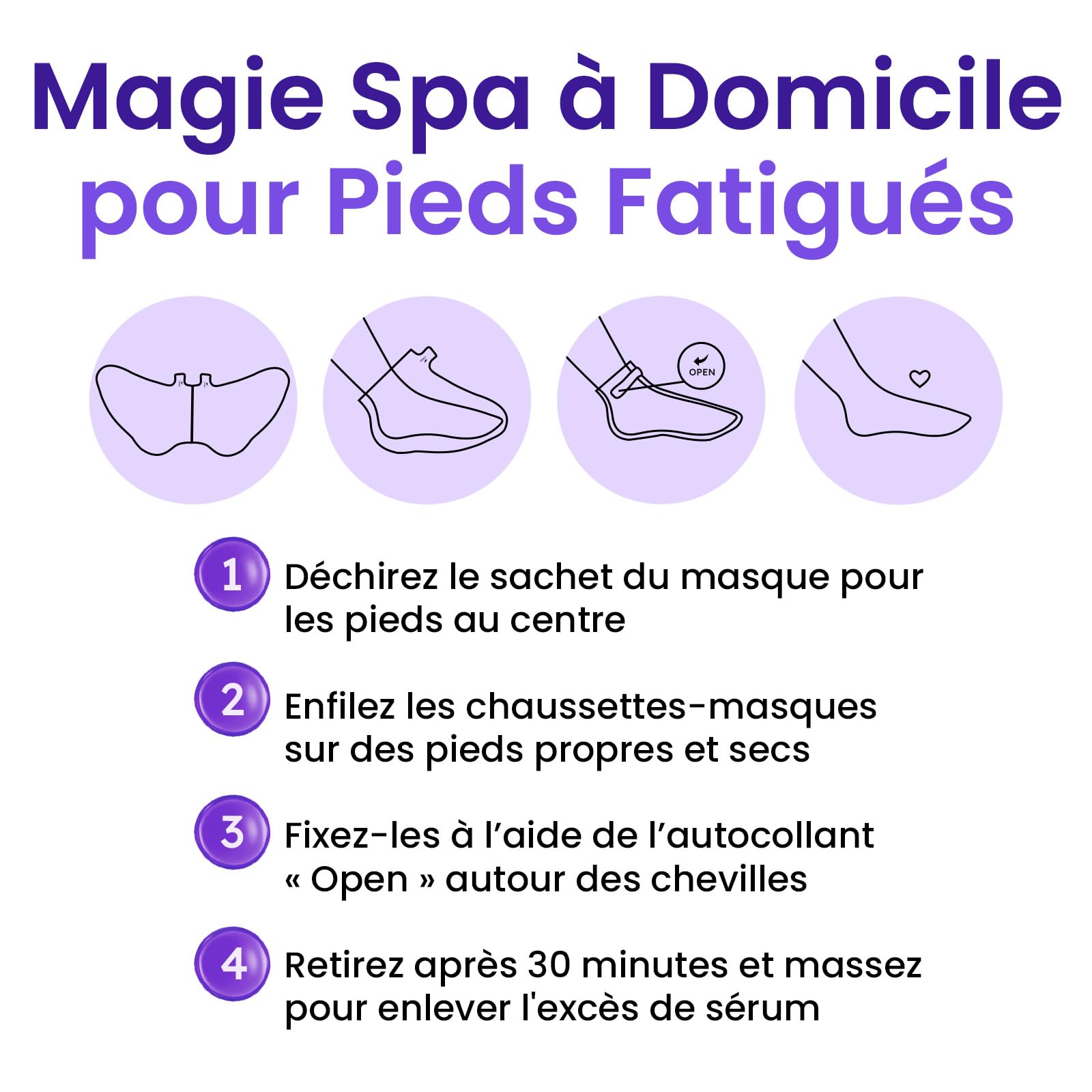 6 Paires Masque Pieds Hydratant au Lavande, pour Pieds Très Secs et Abîmés – Soin au Beurre de Karité, à l’Huile de Jojoba et à la Vitamine E, Foot Mask