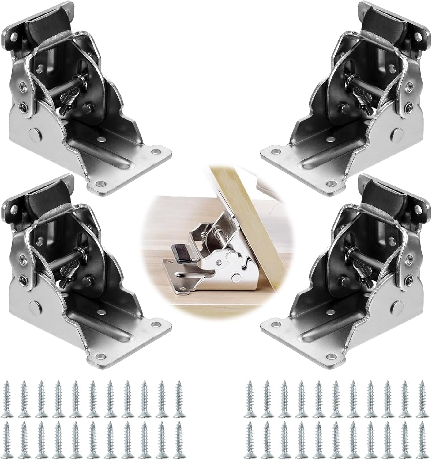 4PCS Folding Table Legs Brackets,90 Degree Self Locking Hinge with 44