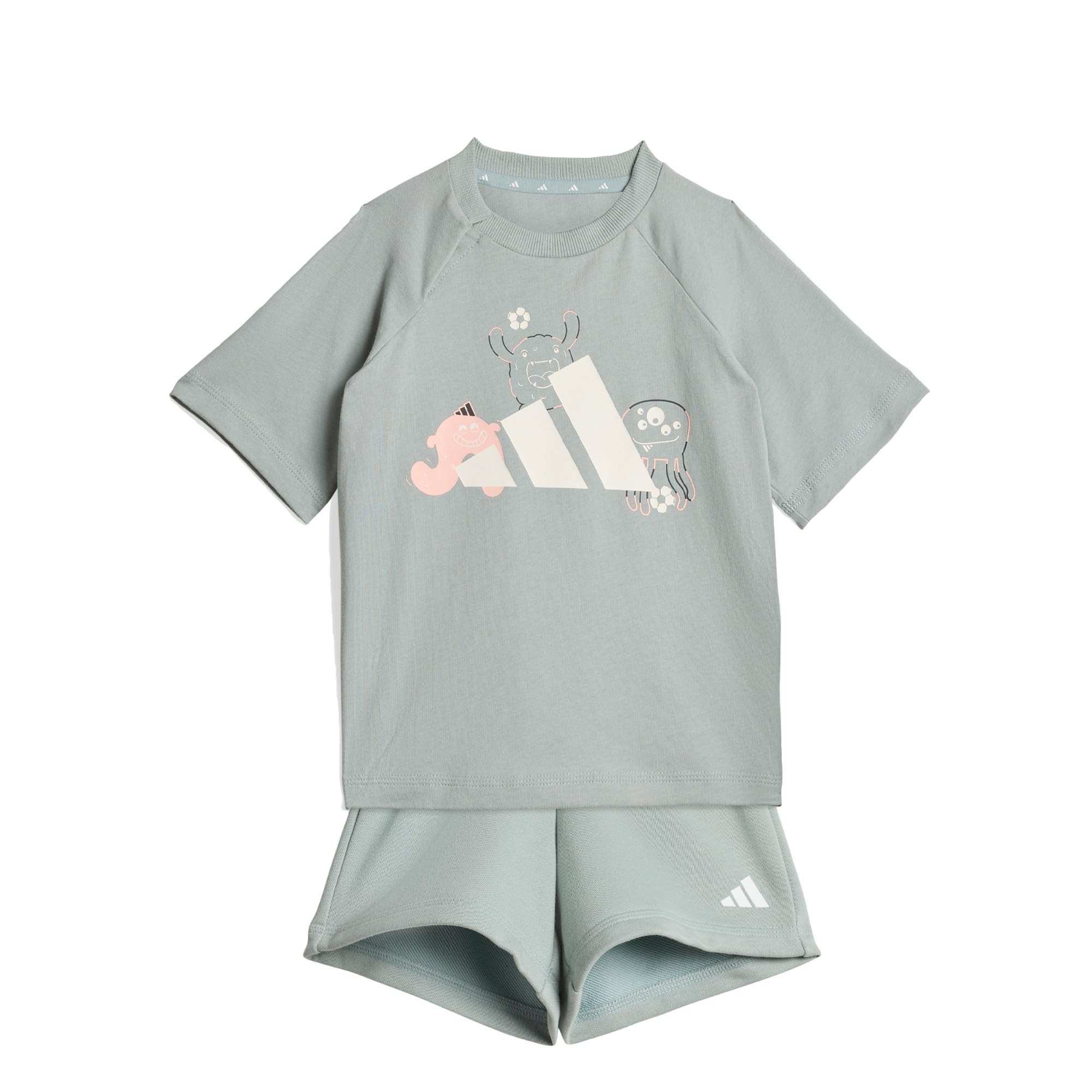 adidas Unisex Baby TIRO_NSTER T-SHIRT SET, Wonder Sage/white, 0-3 Months