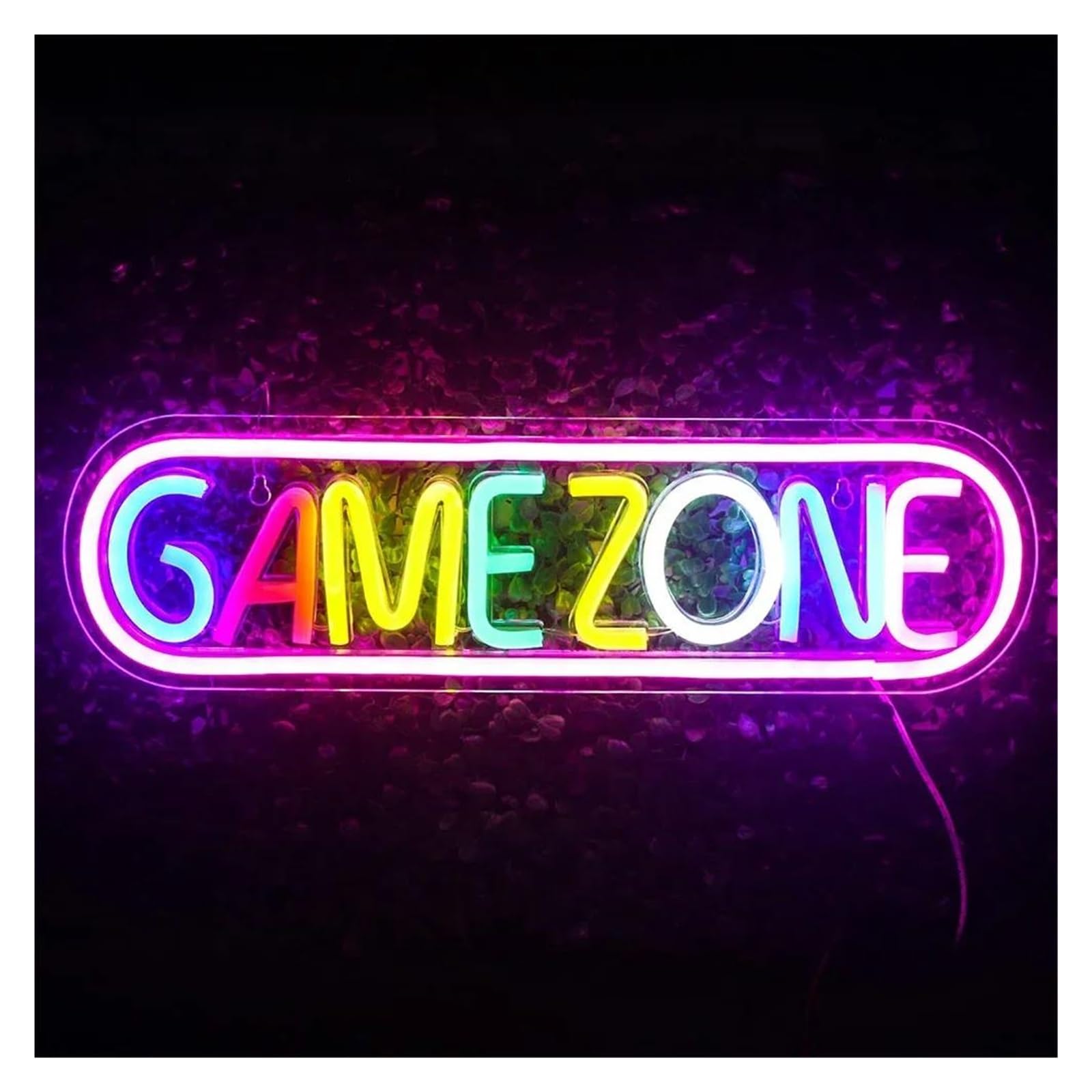 Luz de Diseño de Digital Letreros De Neón GAME ZONE Para Decoración De Pared, Luz LED Para Sala De Juegos, Área De Juegos, Lámpara De Pub Man Cave Iluminada De 42cm×12cm