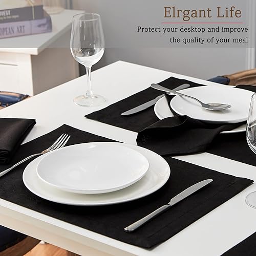 Miniatura 7 de Mebakuk Juego de 6 manteles individuales de tela, lavables a máquina, estilo lino, gruesos, resistentes al calor y fáciles de limpiar, manteles