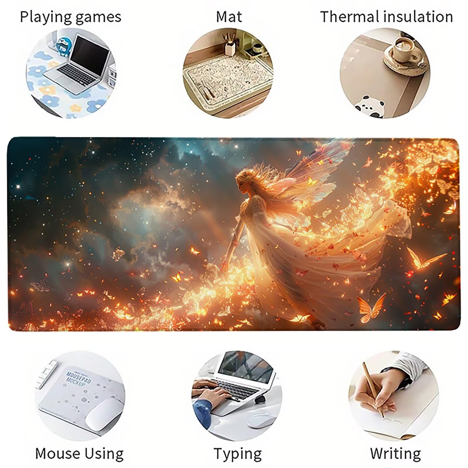 Amarillo Alfombrilla Ratón XXL 1600x800x3mm, Mujer Mouse Pad 2-4347 | Alfombrilla Ratón Gaming Mejora la Precisión y la Velocidad, Alfombrilla Escritorio para Jugadores de PC, Oficina