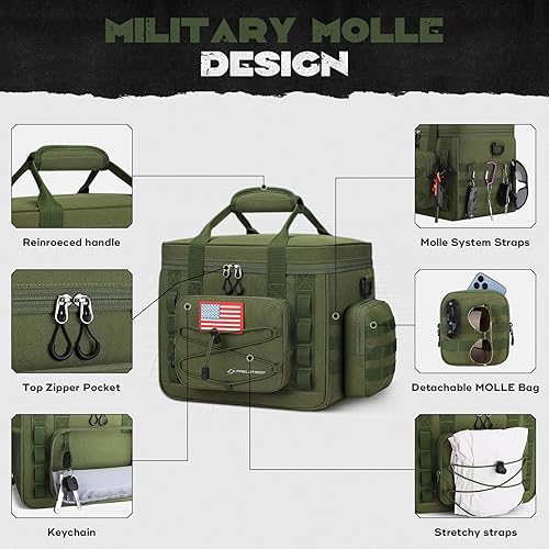 Miniatura 4 de Maelstrom Lonchera táctica grande para hombres, bolsa de almuerzo aislada, bolsas de enfriador suaves a prueba de fugas con bolsa MOLLE desmontable,