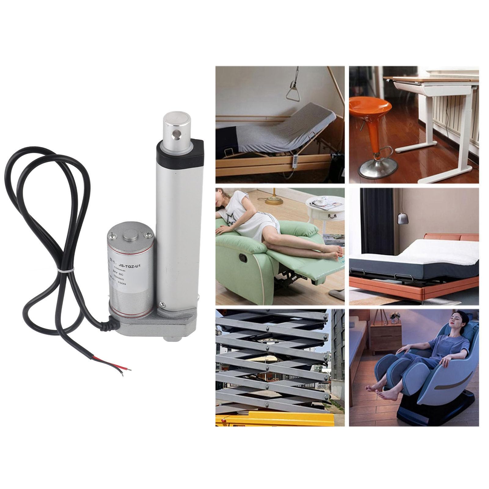 Actuador Lineal eléctrico JS~TGZ~U1 de 100 mm, 24 V, 30 W, 750 N, con Control Remoto para Cabezal de cámara (Solo actuador)