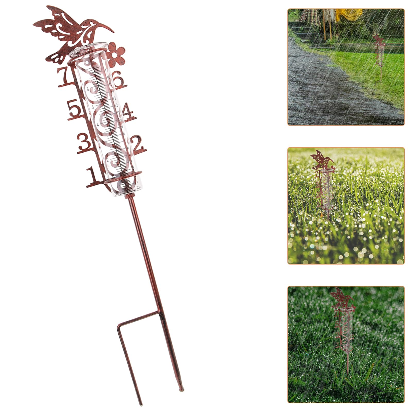 SOLUSTRE 4stücke Dekorativer Regenmesser Aus Metall Mit Kapazität Präzise Messung Für Garten Und Rasen Installieren Reinigen Für Outdoor-nutzung