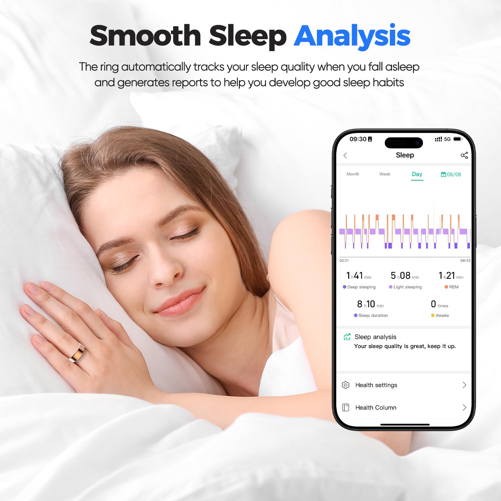 BIEMHA Anillo inteligente impermeable IP68, rastreador de fitness y salud con monitoreo de sueño/ejercicio, unisex para mujeres y hombres, compatible con iOS y Android, batería de larga duración, sin