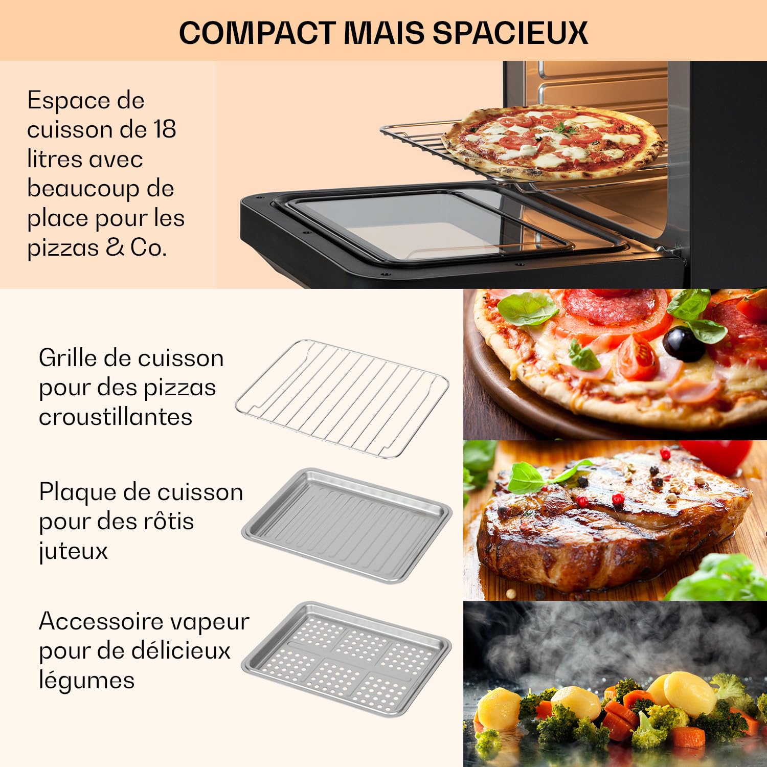 Klarstein Friteuse Sans Huile avec Fonction Maintien au Chaud, Friteuse Air Chaud Air Fryer XL 2450W, Mini Electrique Sans Huile, Airfryer 18L à Chauffage Rapide, Minuterie, 10 Programmes